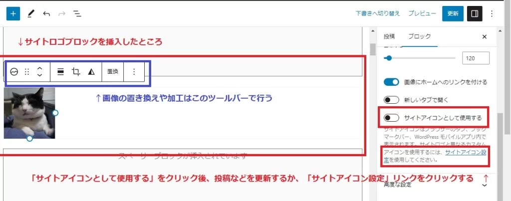投稿編集でのサイトロゴ変更